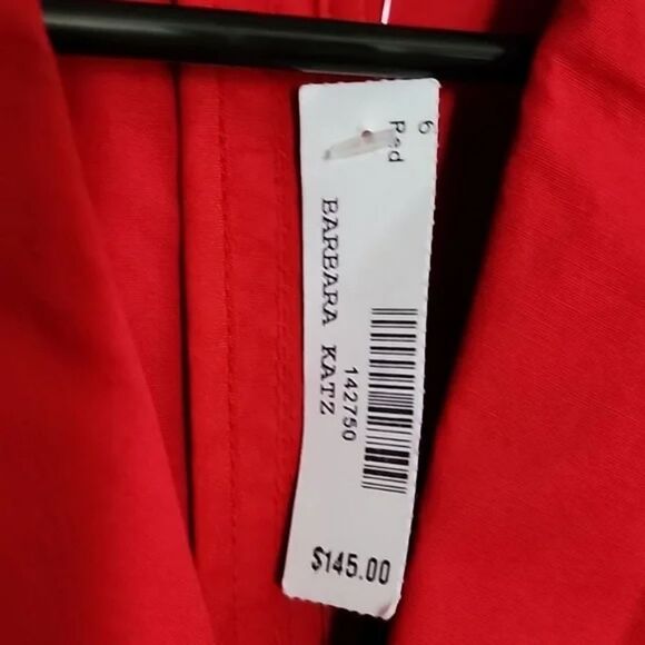 Barbara Katz Red Cotton Jacket Size 6 NWT - Picture 4 of 5